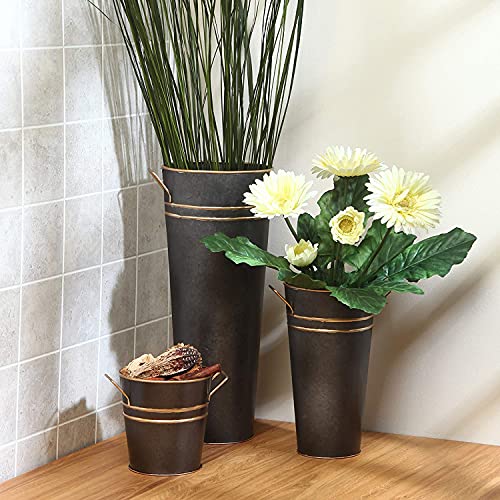 Hosley Set of 4 Metal Vases with Zinc Finish 9 Inch High Ideal Gift for Wedding Special Occasion Home Office Dried Floral Arrangements - color: Zinc2