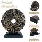 aboxoo Abstract Staute,Modern Decorative Home Decor,Office Desk Sculpture for Men,Creative Round Line Ornament for Bookshelf,Bedroom,Desktop,Dining Table(Copper Black)