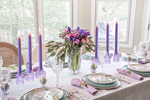 Vixdonos Glass Candlestick Holders Tealight Candle Holders for Table Centerpieces, Wedding Decor and Dinner Party (3 Pcs, Purple) - color: Purple, size: 3 Pcs