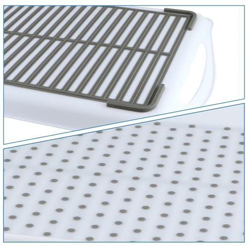 MDLUU Non-Slip Serving Tray with Handles, Food Serving Platter, Set of 2, White - color: White
