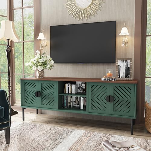 ARTPOWER 63" Modern TV Stands for Living Room, Long Entertainment Center with Storage, TV Console for 55 60 65 70 Inch TV, Bedroom TV Cabinet with Doors, Wood Media Console, Television Stand, Green - color: Green