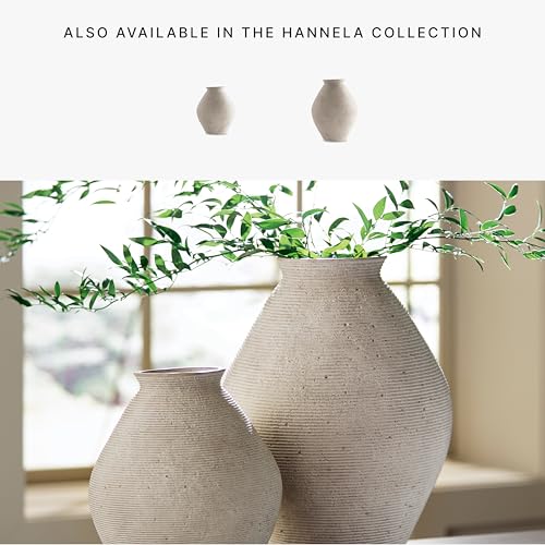 Signature Design by Ashley Hannela 12" Modern Distressed Polyresin Vase, Antique Tan - color: Tan, size: 12 Inch