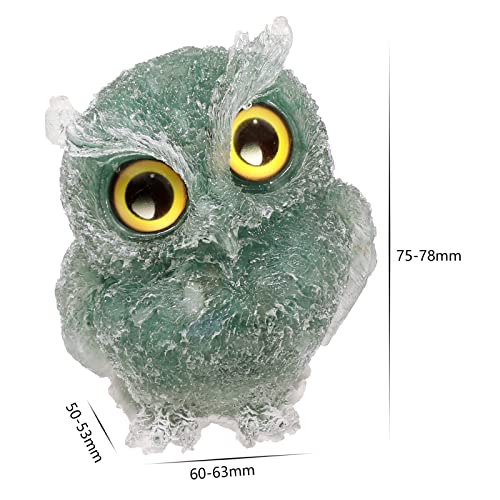 mookaitedecor Green Aventurine Owl Statue Sculpture Stone, Carved Animals Night Owl Figurine Crystal Ornament for Desktop Office Home Decor, 3 Inch - color: Green, size: 3 inch