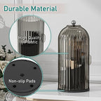GAXmi Makeup Brush Holder with Lid Cosmetic Tools Organizer 360 Rotating Waterproof Dustproof Beauty Brushes Storage for Vanity, Black-Grey - color: Black-Grey