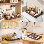 Serving Trays for Party-17In Large Serving Tray with Handles,Wooden Coffee Table Tray&Charcuterie Boards,Serving Platter for Breakfast in Bed Tray,Decorative Rectangular Tray for Ottoman/BBQ/Kitchen - size: 17*12 in