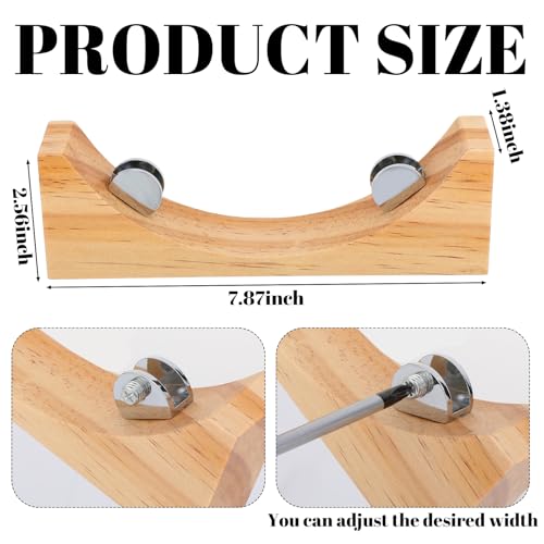 AceOrbit 2 Pcs 8 Inch Wood Adjustable Round Glass Display Stands Easel for Glass Art Creations Stained Photos Ceramic Tiles Plaques Collectibles Home Office Trade Show