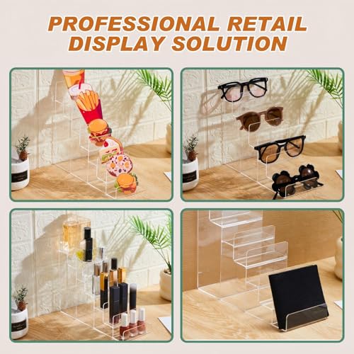 Kathfly 2 Pack 7-Tier Acrylic Wallet Display Stand Clear Purse & Handbag Organizer Riser Shelf for Perfume, Sunglasses, Cosmetics, Jewelry Vendor Display for Craft Fairs, Retail - size: 7-tier