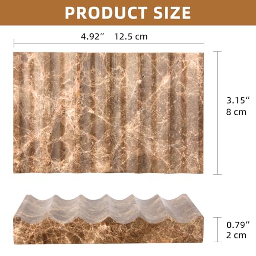 Luxury Marble Soap Dish Tray,Rectangle Stone Marble Soap Tray,Self Draining Soap Holder for Bathroom, Kitchen (Light Brown) - color: Light Brown