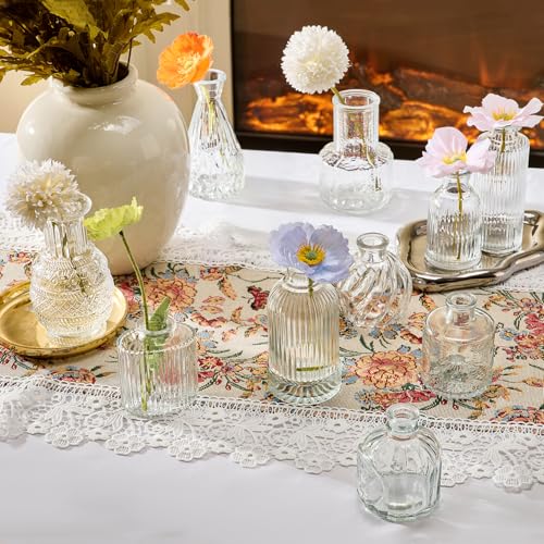 Glass Bud Vase Set of 33 Pcs Small Minimalist Vases for Flowers, Vintage Rustic Home Decor for Table Centerpiece Wedding Party, Modern Clear Aromatherapy Bottle for Living Room Bedroom