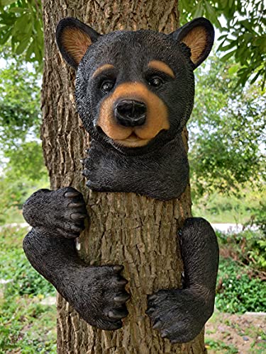 Bear Tree Decor Outdoor Scuplture Baby Bear Up a Garden Peeker Tree Hugger Garden Décor Bear Cub Resin Sculpture Howswarming Gifts