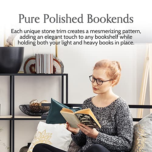 Nature's Decorations Agate Bookends - A Quality Brown Geode with Non-Skid Rubber Bumpers for Shelves, Office, Home Decor - Heavy Duty Cool Crystal Stone (4-6 LB) - color: Brown, size: A Grade 4 - 6 Lbs