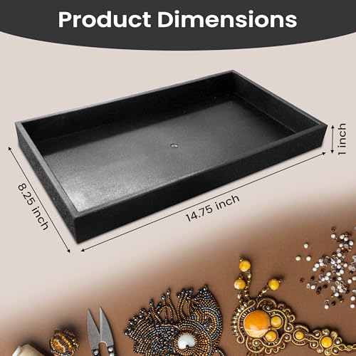 Novel Box Jewelry Display Tray Black Wood 8.25 x 14.75 x 1 Large Jewelry Tray with 24 Gem Jars Insert | Rectangular Display Trays for Collectibles | Rock Collection Tray | Gem Display Tray - color: 24-Gem Jars White Foam Liner, size: Wood Tray: 8.25 x 14.