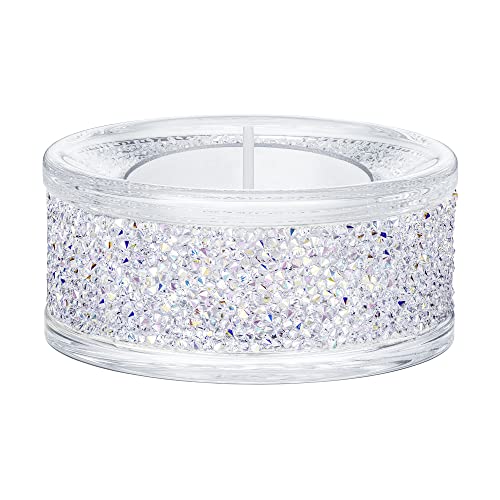SWAROVSKI Shimmer Tea Light Holder, Candle Holder with Clear Swarovski Crystals Featuring an Aurora Borealis Effect Part of The Swarovski Shimmer Collection