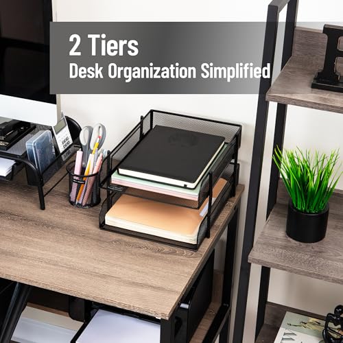 Mind Reader Stackable Paper Tray, Desktop Organizer, File Storage, Office, Metal Mesh, 2 Pcs, Black - color: Black