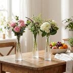 Glass Bud Vases Bulk 12 Pcs - Clear Ribbed Wedding Centerpiece Vases, Small Flower Vases for Table Decor, Party Events & Home Decor