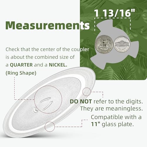 11 inch Whirlpool Microwave Glass Plate Turntable W11401795 W10398722 481246678407 481246678396 - size: 11" Ring Shape Hole