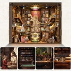 CCCDF DIY Book Nook Library Kit, Miniature Dollhouse Booknook Kit, 3D Wooden Puzzle Bookend Bookshelf with LED Light for Teens and Adults (Beyond Library Max) - style: Beyond Library Max