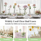 Cylinder Bud Vases in Bulk 24: Glasseam Small Clear Glass Vases for Centerpieces Wedding Table Decor Modern 5.9In Flower Vase Set for Single Stem Roses Tulips