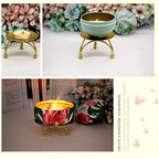 Candle Holder Gold Candle Holders Set of 2 Decorative Handmade Iron Pillar Plate Candle Holder Centerpiece Fit LED & Wax Candles Pedestal Candle Stand