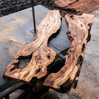 Turkish Olive Wood Live Edge Slab Set (2 Pieces) for Epoxy Resin Tables – Kiln Dried, Sanded, Resin Ready (32 in (80 cm)) - size: 32 in (80 cm)