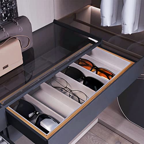 Natural bamboo Glasses Eyeglass Eyewear Sun glasses Sunglasses Box Storage Case Tray Display Showcase Organizer Box - color: Grey