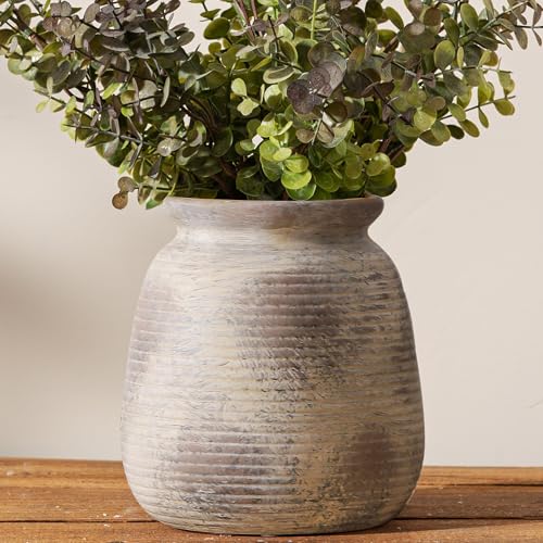 Ceramic Flower Vase, 7.48" Rustic Vases Home Decor Farmhouse Vintage Pampas Decorative Pottery Clay Vases for Table Living Room Bookshelf Entryway Kitchen Bathroom Bedroom - color: 7.5“ H - Rustic