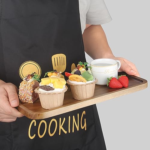 16"x 8" Large Wooden Serving Trays Decor Long Charcuterie Cheese Boards Acacia Wood Kitchen Dinner Platters Rectangular Snack Appetizer Plates for Food Dish Rectangle Party Cookie Dessert Tray - size: 16" x 8" x 0.8"