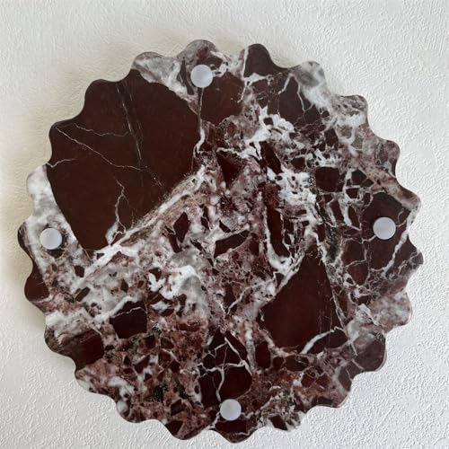 Marble Scalloped Tray Round Wave Tray Small Serving Platter for Counter, Bathroom, Kitchen, Nightstand, Jewelry Ring Dish Holder (Rosa Levanto) - color: Rosa Levanto