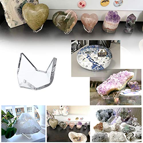 Hipiwe 5 Packs Acrylic Triangle Display Holder - Display Easel Stands for Geodes Rock Mineral Agate Fossil Coral, Clear Plastic Display Stands for Small Collectibles, Small - size: Small
