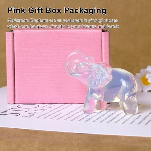 2 Inch White Opalite Crystal Elephant Sculpture Handcrafted Healing Stone Animal Figurine Spiritual Home Decor Lucky Charm Gift for Wealth Success Positive Energy and Meditation Lovers - color: Opalite Elephant-02