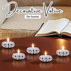 CLEENTABLE Ceramic Tea Light Holders Set of 6 - Handcrafted Candle Holder Bulk - Ideal Fall Decor for Boho Wedding Centerpiece Table, Home Decor & Thanksgiving Indoor (Blue White)