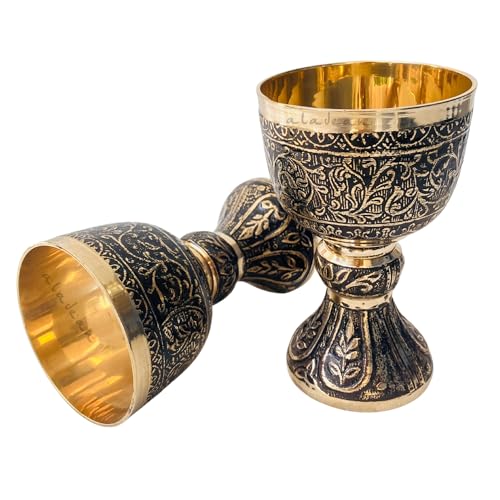 Vintage Chalice Medieval Goblet | 1x Solid Brass Red Wine Glass Cups of Royal King Arthur - Renaissance, Birthday Gifts Christmas Wedding Anniversary Novelty Ceremonial Drinkware (Duke Goblet) - style: Duke Goblet