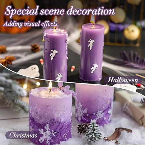 Sukh Purple Snow Pearled-Candles with Wicks - 410G DIY Candle Sand,Pearled Sand Wax with Wicks,Pearled Wax,Refillable for Weddings,Partie,Halloween,Christmas,Thanksgiving - color: Purple