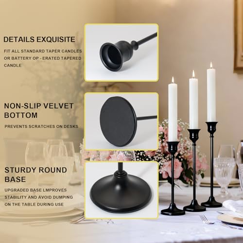 Candlestick Holders 3PCS, Black Metal Taper Candle Holder, Vintage Candle Holders for Pillar Candles, Table Mantel Wedding Festive Decor Party Party Decor Christmas Decorations - color: Black, size: 3PCS