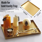 FREELOVE Gold Tray for Bathroom Vanity Brass Decor, Small Candle Holder, Rectangle Soap Dish, Brushed Square Plate, Coffee Table Toilet Back Modern Antique, 8''X12'' - size: 11.9" x 8" x 0.6"