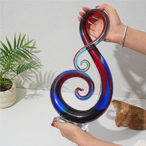 Handmade Glass Sculpture, Luxury Home Decor Art Object, Unique Decorative Tabletop Figurine for Living Room, Coffee Table, Mantel, Showroom – Modern Artistic Centerpiece (Colorful Clouds) - color: Colorful Clouds