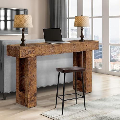 GarveeTech 63" Console Table for Entryway, Narrow Sofa Table Behind Couch, Wooden Hallway Table for Living Room, Foyer Entry Table - color: Brown-63 Inches