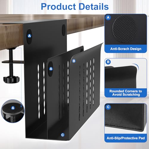 HAMOPY Desk Side Storage, 2 Tier Steel Hanging Desk Organizer with Magnetic Pen Holder, No Drilling Standing Desk Drawer Cable Management Tray, Under Desk Laptop Holder for Office, School&Home (Black) - color: Black, size: Double(2 Tier)