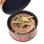 Brass Nautical - Antique Brass & Copper Sundial Compass, Sundial Clock in Box Gift Sun Clock Ship Replica Watch
