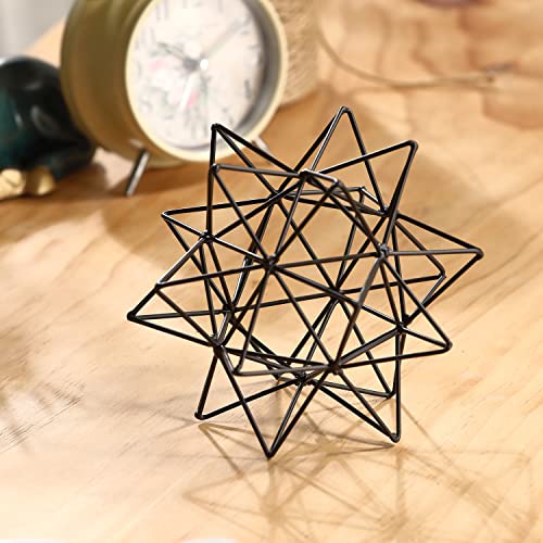 Metal Table Top Decor, 3D Metal Geometric Sculpture, Abstract Sculpture for Home Decor, Table Decorations for Home, Decorative Sphere Art Decor for Living Room, Office, Bedroom - color: Black