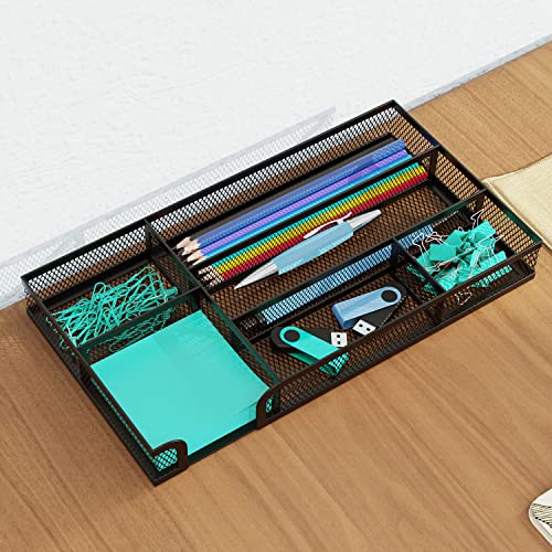 Desk Drawer Organizer, Small Metal Mesh Drawer Organizer Tray, Office Pencil Drawer Organizer Accessories for Desktop, Bathroom, Kitchen, Makeup, Vanity - color: 1PC-Black-Small