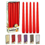 BOLSIUS 10 Count Unscented 10 Inch Red Household Taper Candles - 8 Hours Burn Time - Premium European Quality - Smokeless Dripless Taper Candlestick - Great for Special Occasion, Church, and Everyday - color: Red, size: 10 Count
