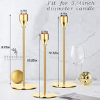 Gold Taper Candle Holders, Set of 6 Gold Candlestick Holders Taper Candle Holders fits 3/4" Thick Pillar Candle Led Modern Metal Candles, Elegant Stands Decorative Table Candle Holder - color: Gold