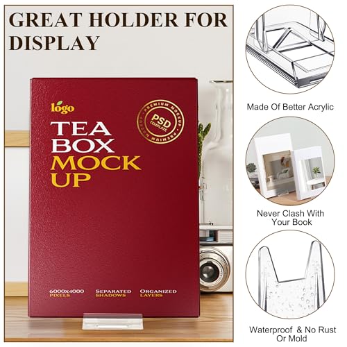 6 Pack Clear Acrylic Adjustable Desktop Book Stand & Display Easel for Tablet Phone Clutch Bag Plate Artwork Magazine Picture Comic Album CD Postcard - Home Office Back to School