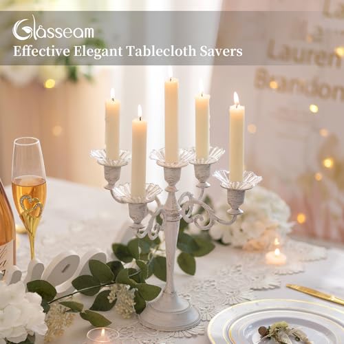 Glasseam Glass Bobeches for Candlesticks Holders: Clear Candle Drip Protectors Set of 12 Ribbed Wax Catchers for Candle Stick Holder Taper Candle Holders for Table Centerpiece Wedding Christmas Dining - color: Clear, size: RIbbed-12pcs