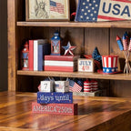 Smile Patriotic 250th Anniversary Countdown Calendar - Wooden Blocks Decor with Days Until Sign, 4th of July & Memorial Day Tiered Tray Decor, American Holiday Home Decor - style: Countdown