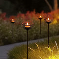 Solar Pathway Lights Outdoor, Rust Iron Ball Candle Holder Stake with Flickering Solar Powered Tea Lights, Perfect Decorative Garden Lighting for Yard Lawn Patio Landscape Decor Outside-4Pack - style: 4PK Stake Lights