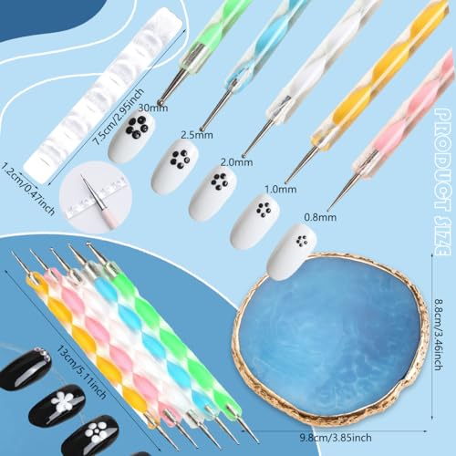 28 Pcs Nail Art Brushes Nail Art Tool Set Resin Nail Art Palette Sculpture Pen 2 Way Acrylic Silicone Carving Pen Dotting Pen Tool Manicure Kit for Home DIY Salon Nail Art (Black) - color: Black