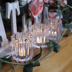 10Pcs Clear Glass Candle Holders - Decorative Ribbed Votive Candle Holders for Warm Glow, Tealight Candle Holder for Wedding Centerpieces Dinner Party Table Decor (for Candles Under 1.8")