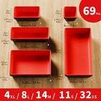 [5 Sizes] [69 PCS] Tool Drawer Organizer, Desk Tray, Rolling Chest, Toolbox (Black+Red) - color: Black+Red